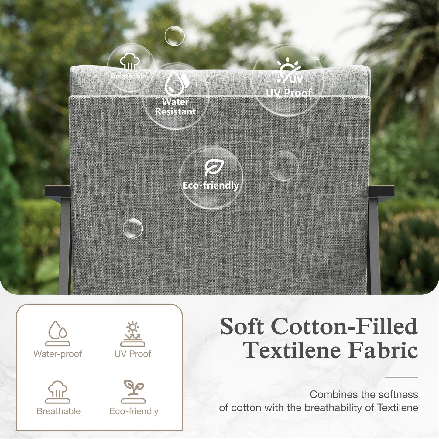 Sophia&William 5 Seat Outdoor Patio Furniture Set Modern Metal Cushioned Conversation Set with Wider Chairs & Wood-grain Coffee Table, Gray