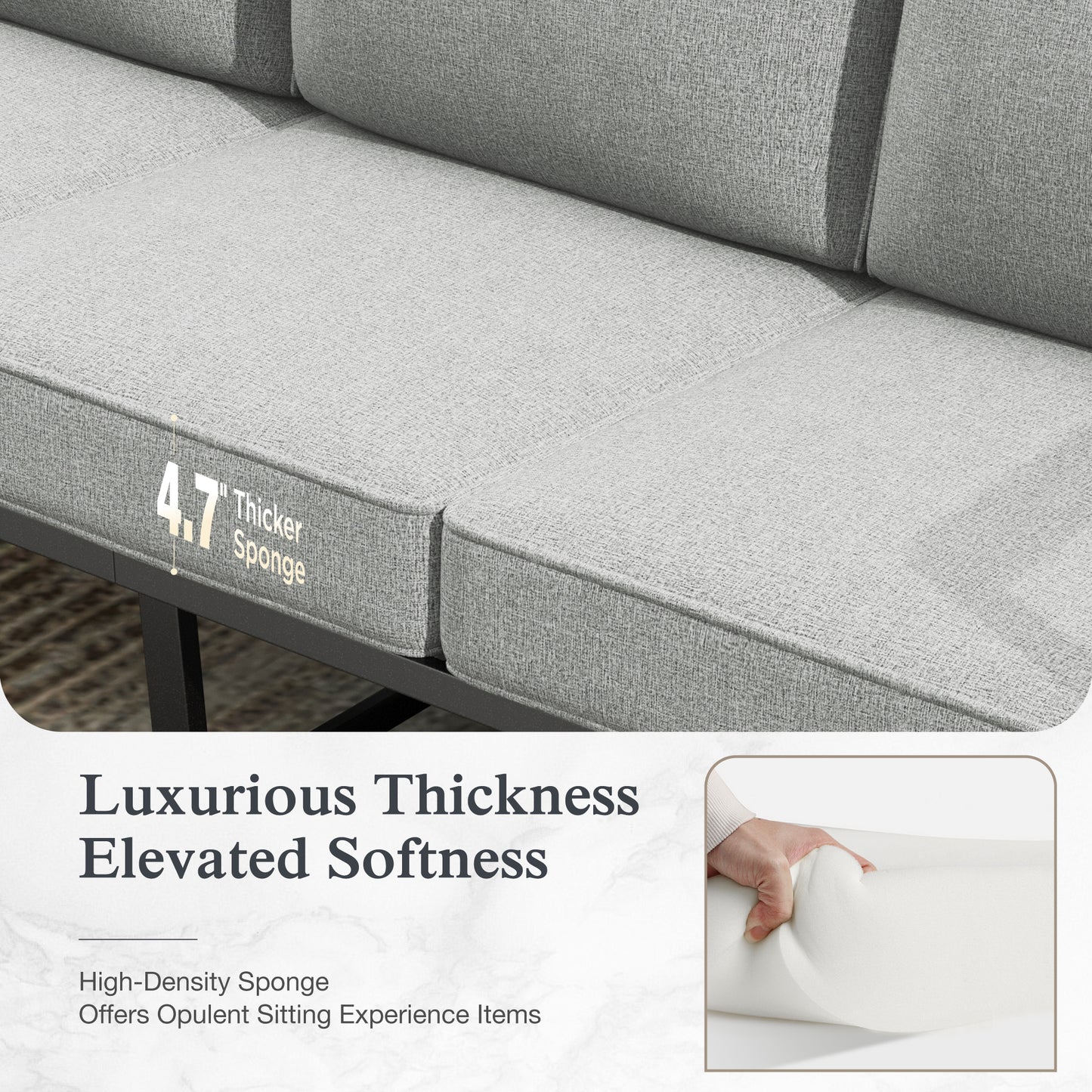 Sophia&William 5 Seat Outdoor Patio Furniture Set Modern Metal Cushioned Conversation Set with Wider Chairs & Wood-grain Coffee Table, Gray