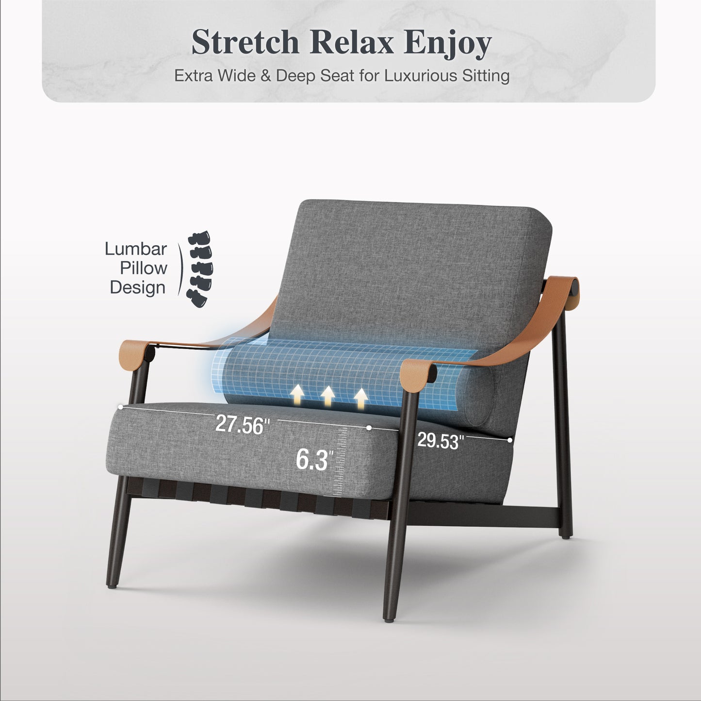 Sophia&William 5 Pieces Outdoor Patio Furniture Set Luxury Metal Conversation Set with 29.5" Deep Seats Reclined Lounge Chairs & Modular Coffee Tables & 6.3" Cushions, Gray