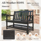 Alpha Joy 50" HDPE Outdoor Patio Garden Bench with Reinforced Structure for Park, Yard and Porch, Black