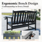 Alpha Joy 50" HDPE Outdoor Patio Garden Bench with Reinforced Structure for Park, Yard and Porch, Black