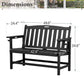 Alpha Joy 50" HDPE Outdoor Patio Garden Bench with Reinforced Structure for Park, Yard and Porch, Black
