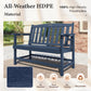 Alpha Joy 50" HDPE Outdoor Patio Garden Bench with Reinforced Structure for Park, Yard and Porch, Navy Blue