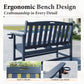 Alpha Joy 50" HDPE Outdoor Patio Garden Bench with Reinforced Structure for Park, Yard and Porch, Navy Blue