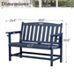 Alpha Joy 50" HDPE Outdoor Patio Garden Bench with Reinforced Structure for Park, Yard and Porch, Navy Blue