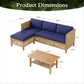 Alpha Joy Wicker Patio Furniture Conversation Set Boho Style Outdoor Sofa with Coffee Table and Navy Blue Cuchions
