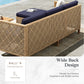 Alpha Joy Wicker Patio Furniture Conversation Set Boho Style Outdoor Sofa with Coffee Table and Navy Blue Cuchions