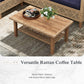Alpha Joy Wicker Patio Furniture Conversation Set Boho Style Outdoor Sofa with Coffee Table and Navy Blue Cuchions