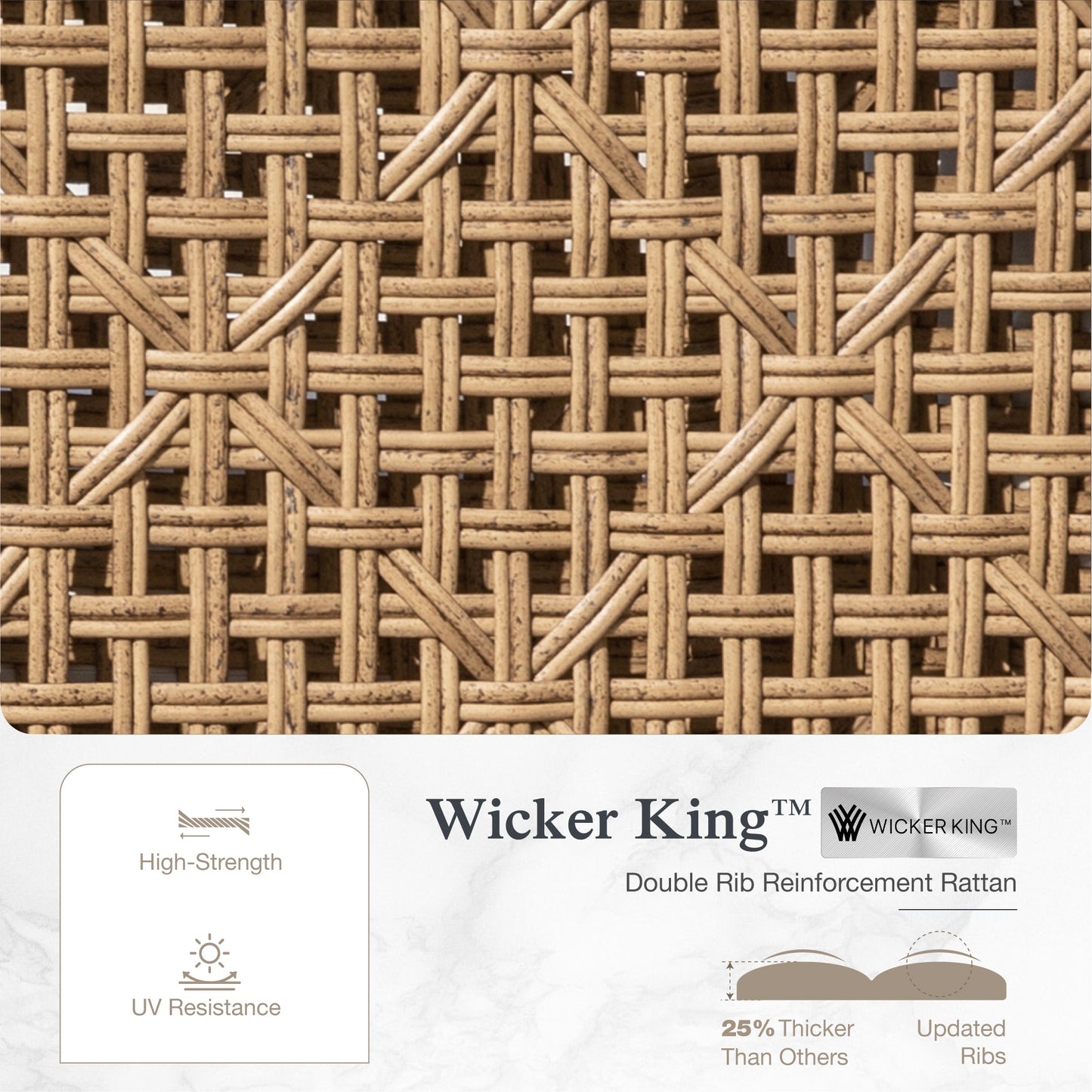 Alpha Joy Wicker Patio Furniture Conversation Set Boho Style Outdoor Sofa with Wood Coffee Table