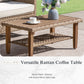 Alpha Joy Wicker Patio Furniture Conversation Set Boho Style Outdoor Sofa with Wood Coffee Table