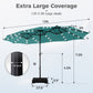 Alpha Joy 15ft Extra Large Outdoor Patio Double-Sided Umbrella with Solar Lights & Umbrella Base, Turquoise