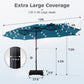 Alpha Joy 15ft Extra Large Outdoor Patio Double-Sided Umbrella with Solar Lights & Umbrella Base, Cerulean