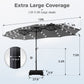 Alpha Joy 15ft Extra Large Outdoor Patio Double-Sided Umbrella with Solar Lights & Umbrella Base, Light Gray