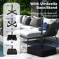 Alpha Joy 15ft Extra Large Outdoor Patio Double-Sided Umbrella with Solar Lights & Umbrella Base, Haze Blue
