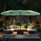 Alpha Joy 15ft Extra Large Outdoor Patio Double-Sided Umbrella with Solar Lights & Umbrella Base, Mint