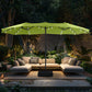 Alpha Joy 15ft Extra Large Outdoor Patio Double-Sided Umbrella with Solar Lights & Umbrella Base, Lime