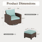 Sophia & William 4 Pieces Outdoor Patio Furniture Set Wicker Swivel Chairs Ottomans Conversation Set, Blue