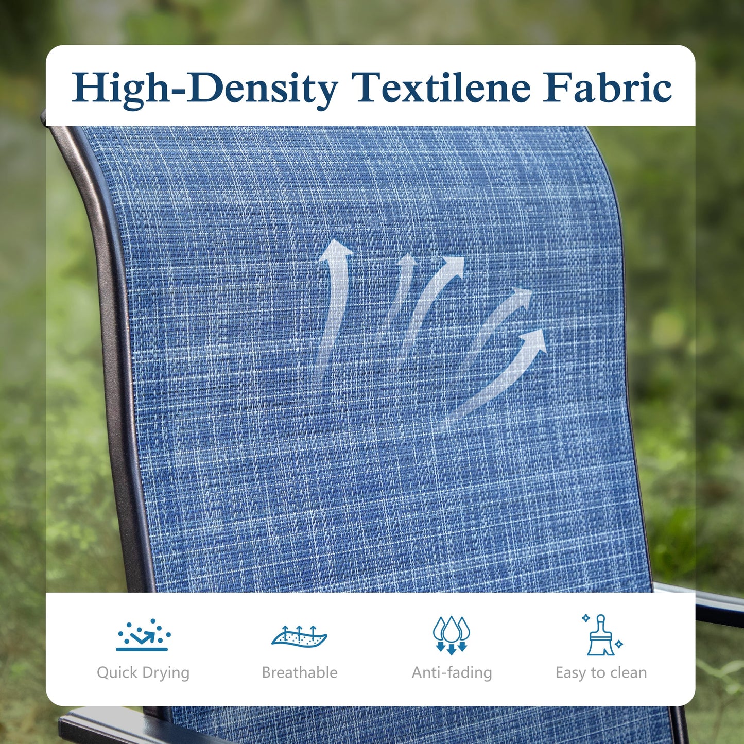 Sophia & William 3PCS Patio Outdoor Bar Set Txtilene Bar Height Swivel Stools & Table Furniture Bistro Set, Navy Blue