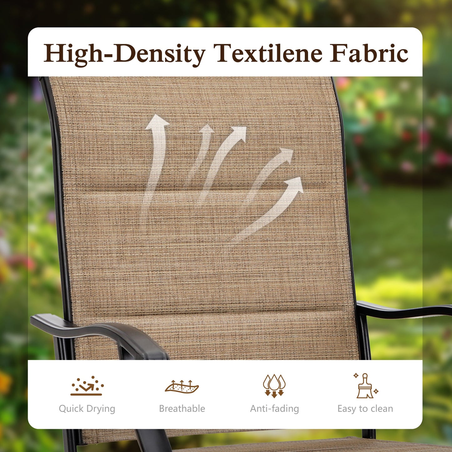 Sophia & William 3PCS Patio Outdoor Bar Set Padded Txtilene Bar Height Swivel Stools & Table Furniture Bistro Set, Brown