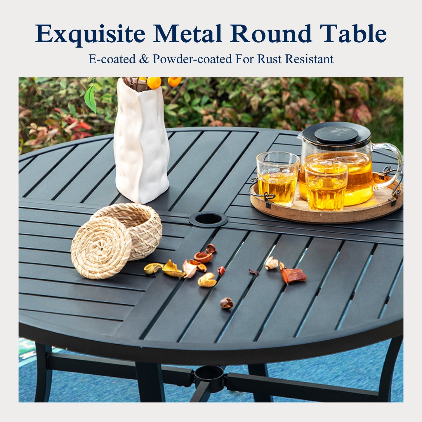 Alpha Joy Outdoor Patio Dining Set with 83 Rectangular Table & Textilene Chairs for 8