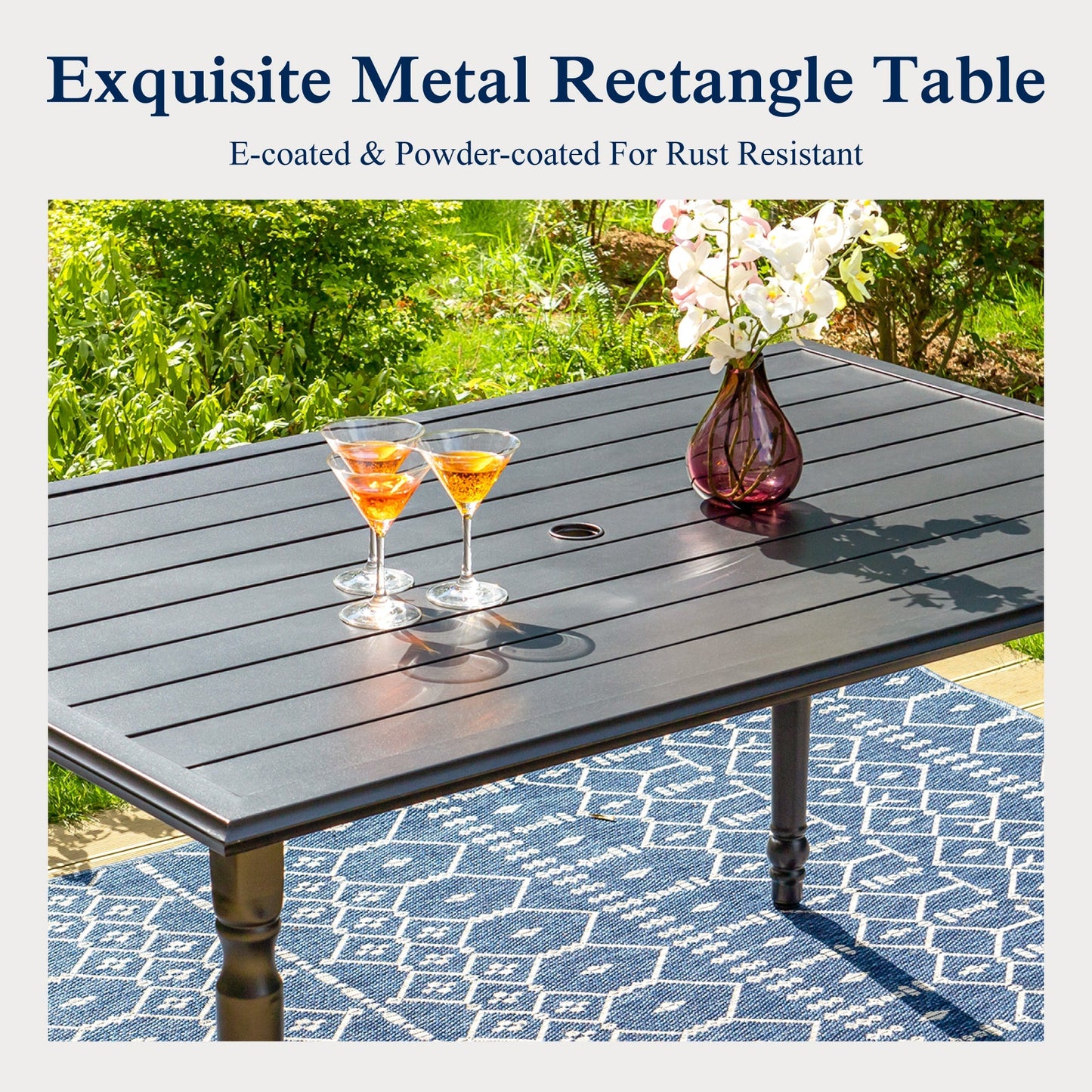 Alpha Joy Outdoor Patio Dining Set with 52 Round Table & Textilene Chairs for 6