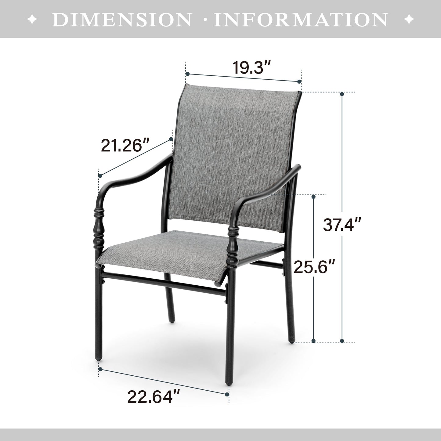 Sophia & William Patio Dining Chairs Outdoor Textilene Chairs Set of 4, Gray