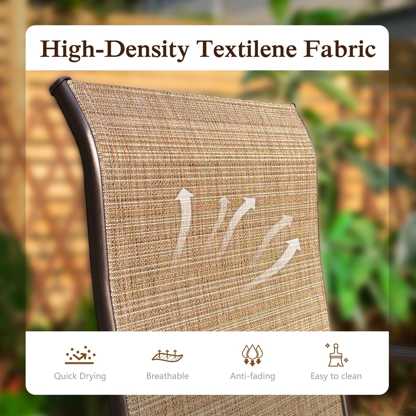 Sophia & William 3PCS Patio Outdoor Bar Set Txtilene Bar Height Swivel Stools & Table Furniture Bistro Set, Brown