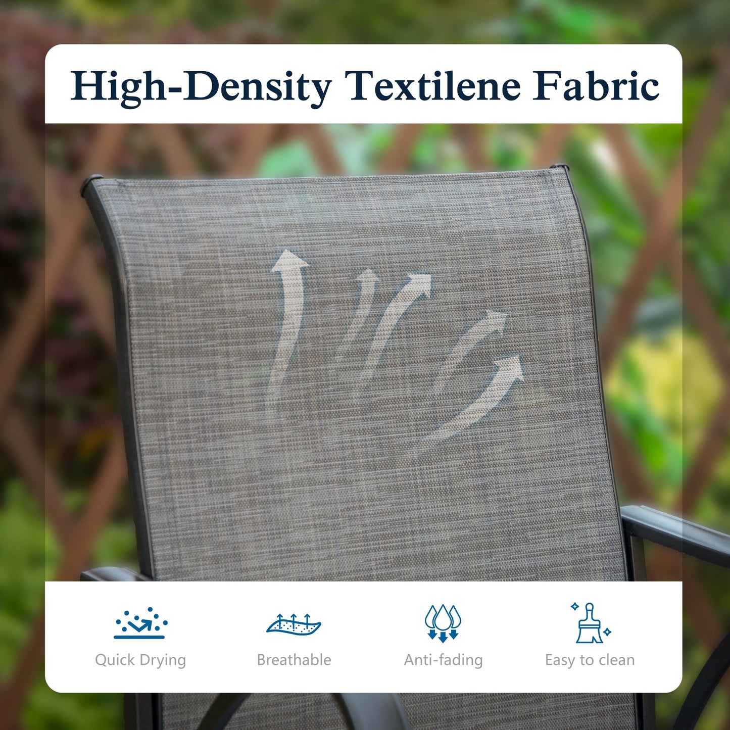 Sophia & William 3PCS Patio Outdoor Bar Set Txtilene Bar Height Swivel Stools & Table Furniture Bistro Set, Gray