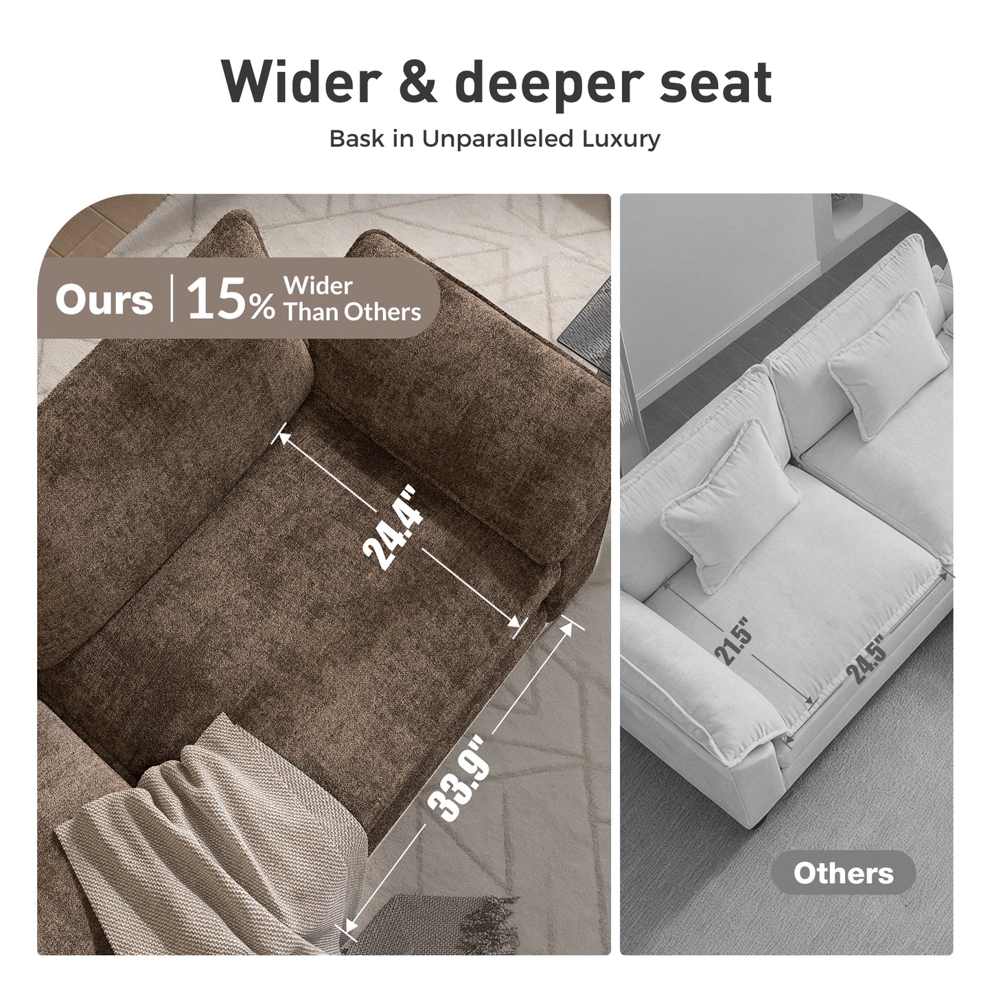 Sophia&William U-Shaped Modular Sectional Sofa Sets for Living Room, Modern 5-Seat Chenille Cloud Couch Oversized Sectional with 3 Throw Pillows & 2 Ottomans, Taupe