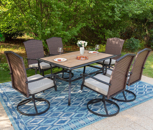 Sophia & William 7 Pieces Patio Dining Set Metal Chairs & Umbrella Table