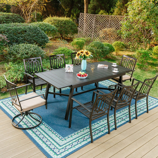 Sophia & William 9 Pieces Metal Outdoor Patio Dining Set with Extendable Table - Black