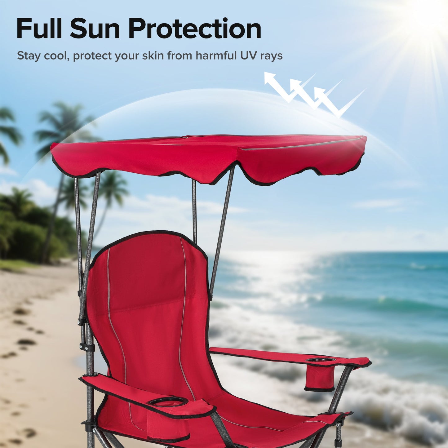 Sophia & William Foldable Canopy Chair Portable Camping Lounge Chair Outdoor Sunshade Canopy Chair with Cup Holder, Enamel Blue
