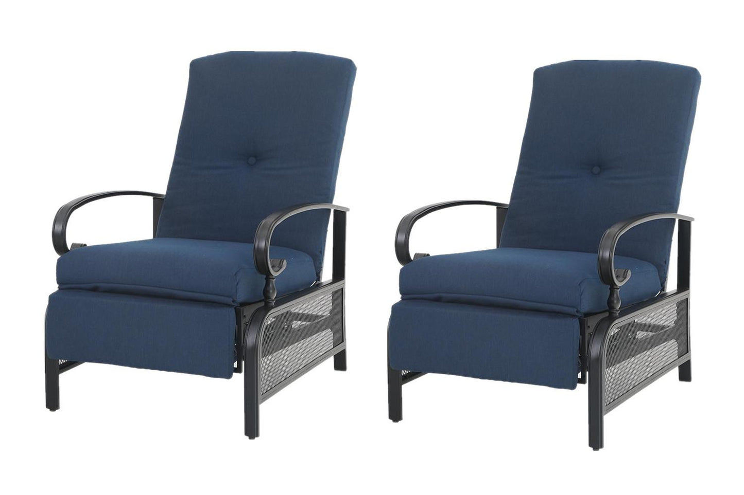 Sophia & William Set of 2 Outdoor Patio Steel Recliner Lounge Chair - Blue