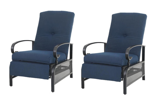 Sophia & William Set of 2 Outdoor Patio Steel Recliner Lounge Chair - Blue