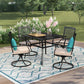 Sophia & William 5-Piece Steel Outdoor Patio Dining Set with Square Metal Table and Swivel Chairs Furniture Set for 4