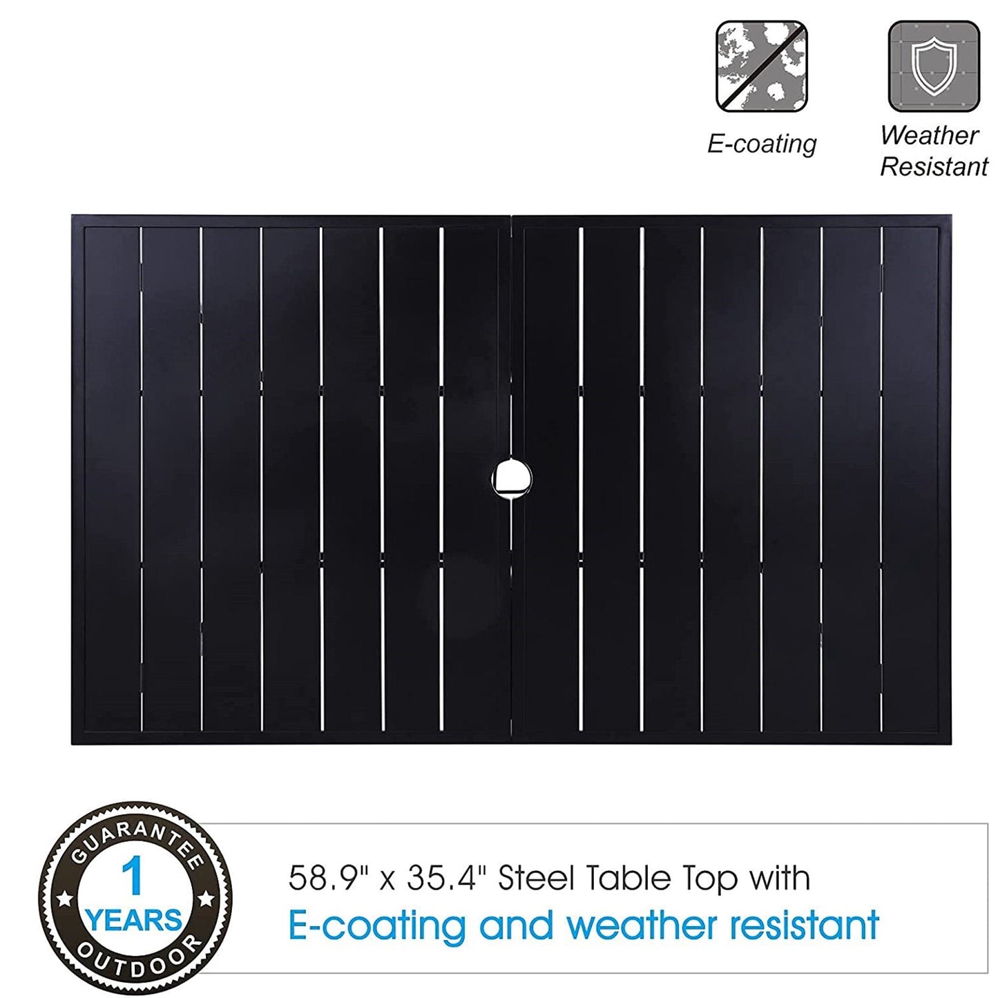 Sophia & William 8 Pieces Outdoor Patio Dining Set with 13 ft Navy Umbrella, Rattan Chairs & Metal Table for 6