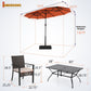 Sophia & William 8-Piece Outdoor Patio Dining Set with 13 ft Orange Red Umbrella, Rectangle Table & Textilene Chairs for 6