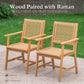 Sophia & William 7 Pieces Acacia Wood Outdoor Patio Dining Set Wicker Rattan Chairs and Rectangle Table Furniture Set for Lawn, Garden, Backyard