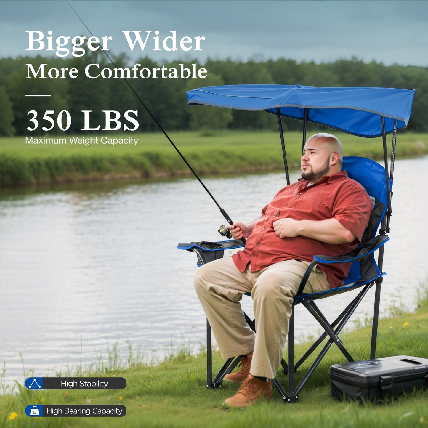 Sophia & William Foldable Canopy Chair Portable Camping Lounge Chair Outdoor Sunshade Canopy Chair with Cup Holder, Blue