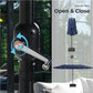 Alpha Joy 15ft Extra Large Outdoor Patio Umbrella Double-Sided Ventilation Umbrella with Led Lights & Umbrella Base, Navy Blue