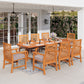 Sophia & William 9 Pieces Patio Dining Set Acacia Wood Outdoor Furniture Set Expandable Table and Natural Wood Chairs with Cushions for Lawn, Garden, Backyard