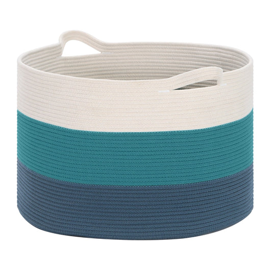 Sophia & William Round Cotton Storage Basket Woven Rope Laundry Hamper Large 21.7" Blanket Basket with Handles