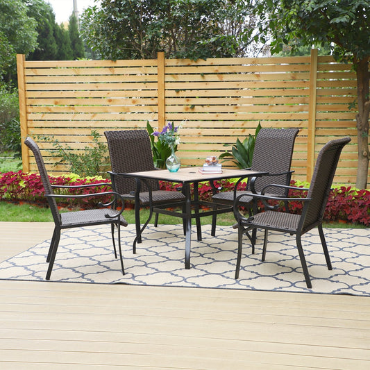 Sophia & William 5 Pieces Wicker Rattan Patio Dining Set for 4 People