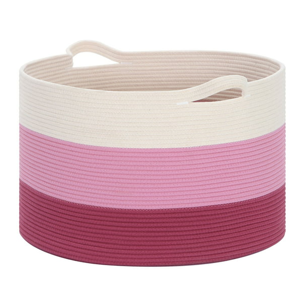 Sophia & William Round Cotton Storage Basket Woven Rope Laundry Hamper Large 21.7" Blanket Basket with Handles