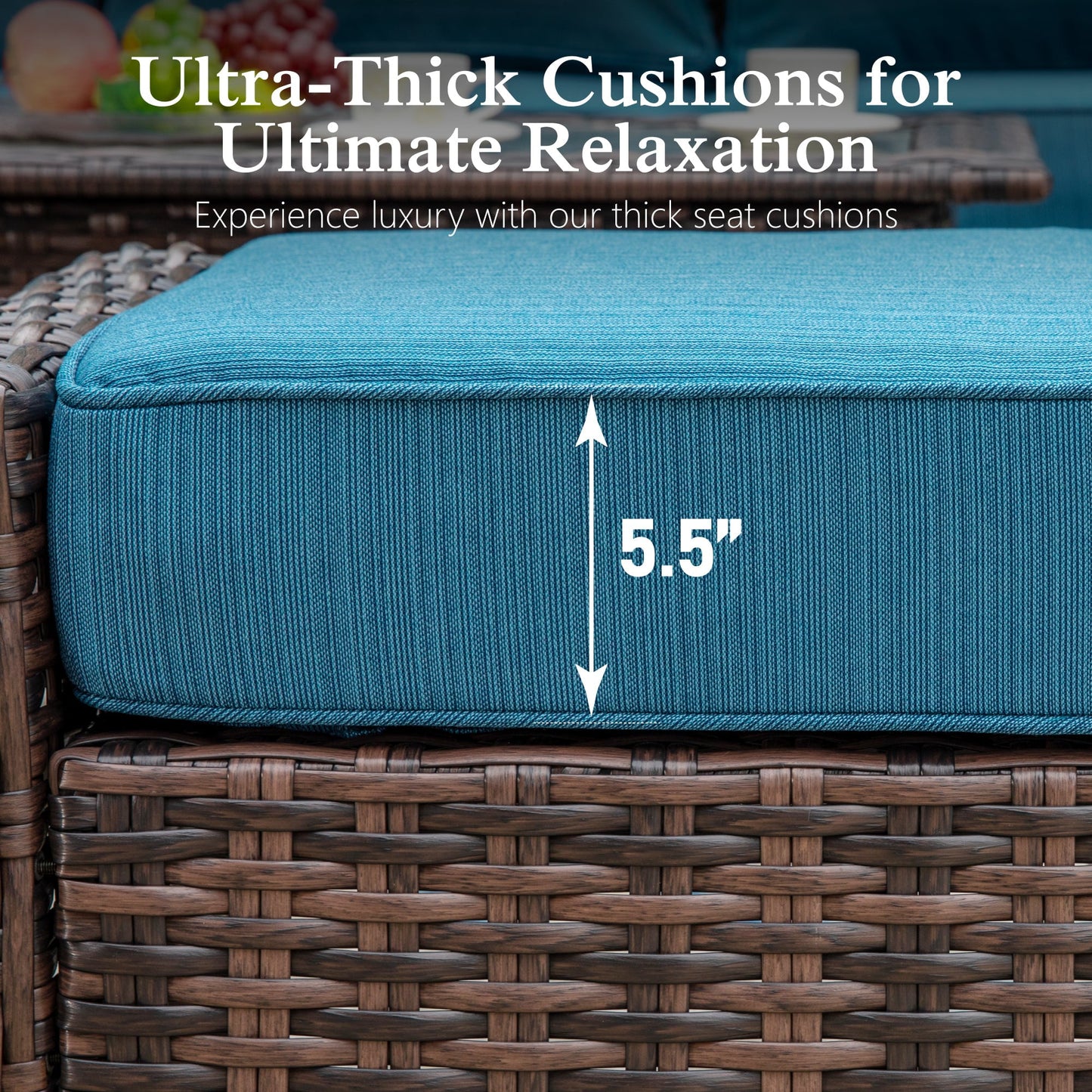 Sophia & William Outdoor Patio Wicker Swivel Chairs Set of 2 with 5.5" Thick Cushions, Pacific Blue