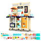 Sophia & William 87Pcs Pretend Play Kitchen 38.59Inch Toy Sets for Kids w/Realistic Sounds & Lights, Microwave Oven, Range Hood, Faucet, Cooking Stove, Sink, Navy Blue