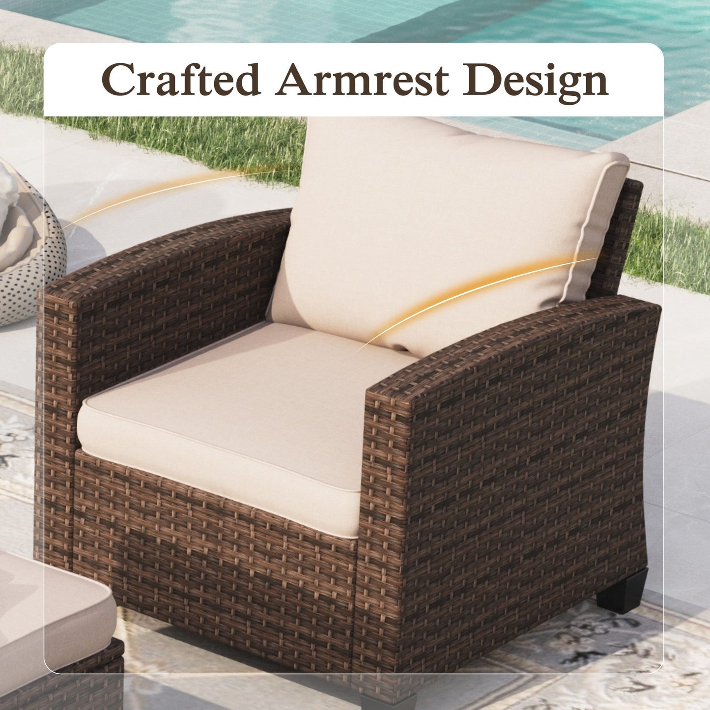 Sophia & William Wicker Patio Chairs Set of 2 With Beige Cushions