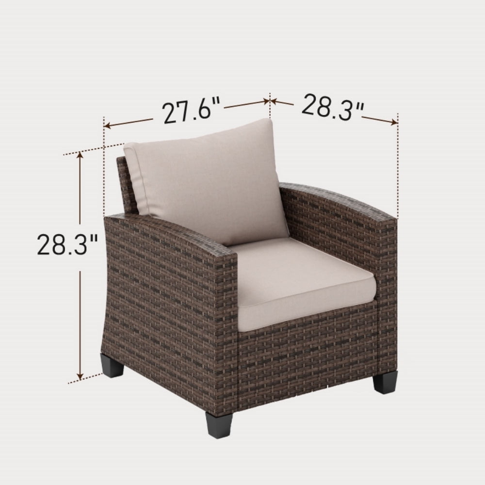 Sophia & William Wicker Patio Chairs Set of 2 With Beige Cushions