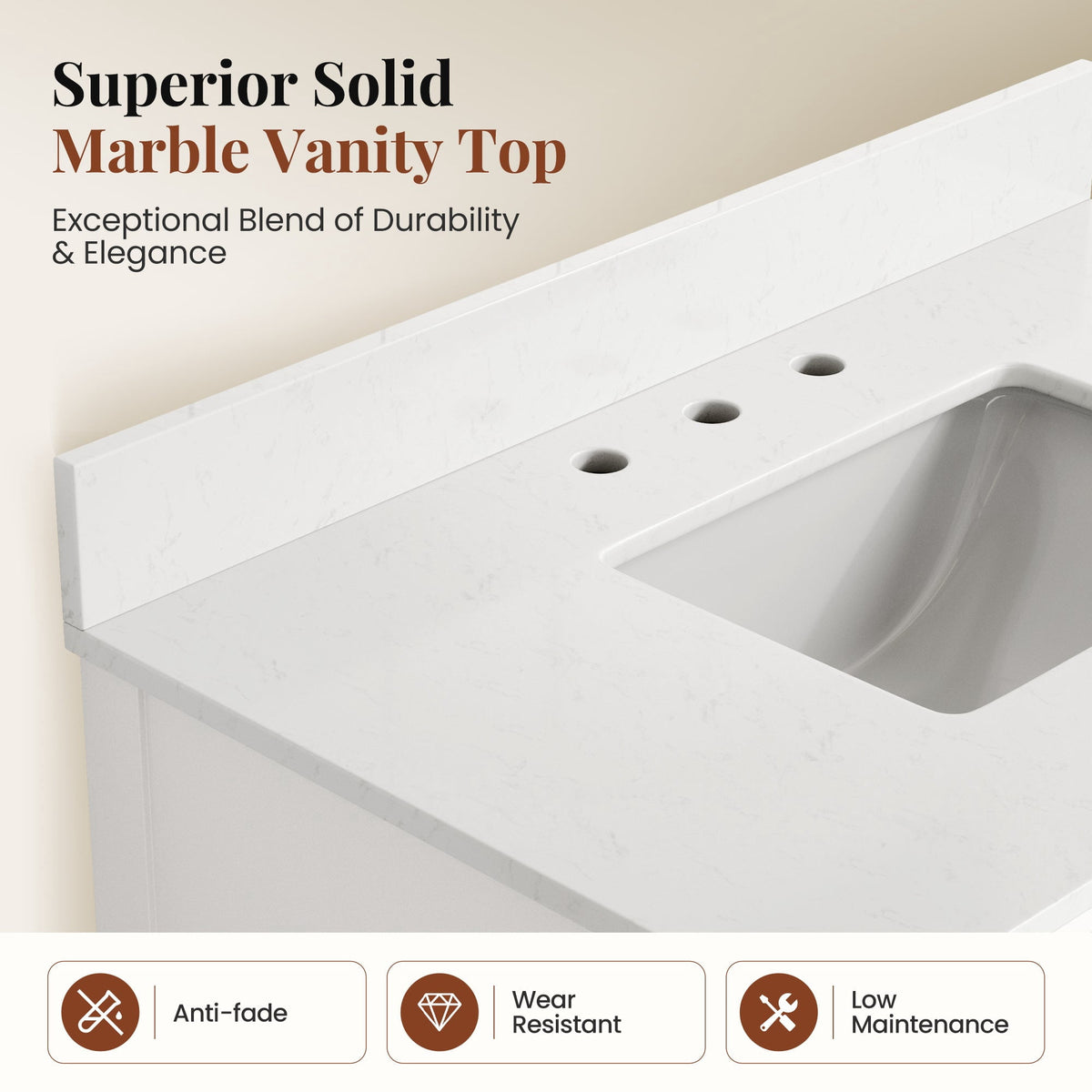 Sophia & William 36" Bathroom Vanity with 7.1" Deep Sink Freestanding Wood Bathroom Cabinet Vanity with 2 Doors, White
