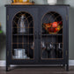 Alpha Joy 2-Door Accent Cabinet, Vintage Storage Cabinet in Church Window Design for Entryway, Dining Room, Black